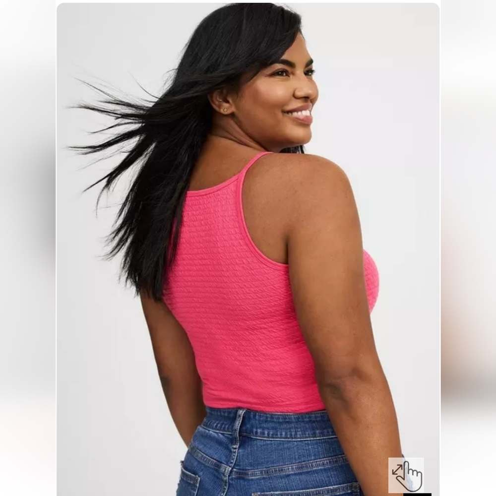 NWOT Torrid Pink Goddess High-Neck Crop Tank - Picture 4 of 5